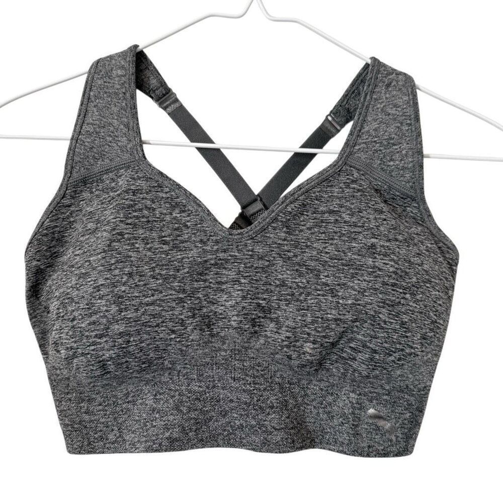 NWOT Puma Performance Seamless Convertible Sports Bra Heather Gray Size Large
